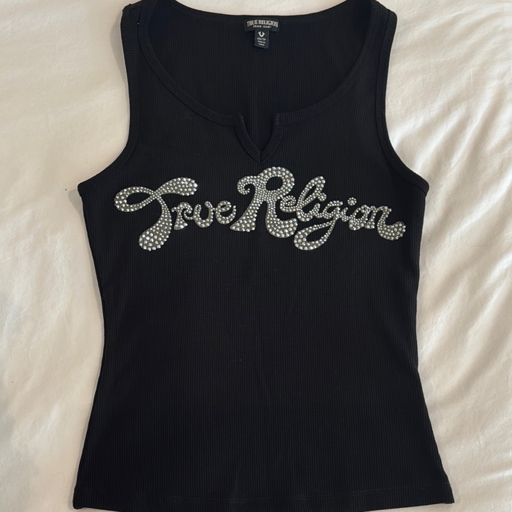 True Religion Black Rhinestone Tank Top XS